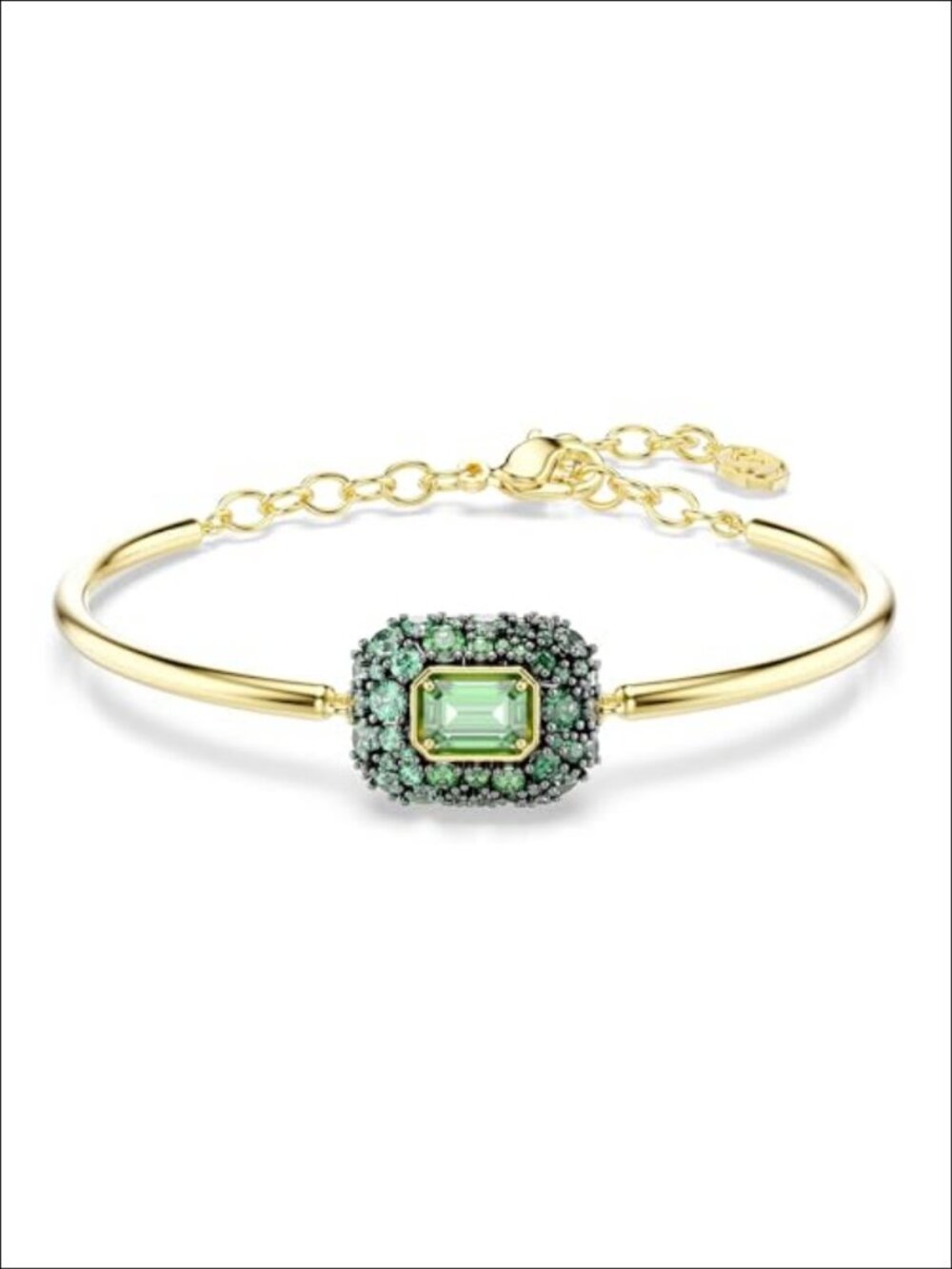 Swarovski Zirconia Octagon Cut Bangle 18K Gold Finish Contemporary Bracelet